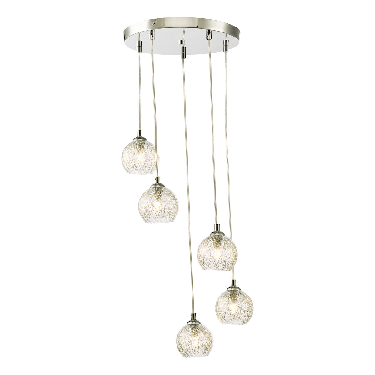 FEDERICO 5LT CLUSTER POL CHR CW CLEAR & WIRE GLASS