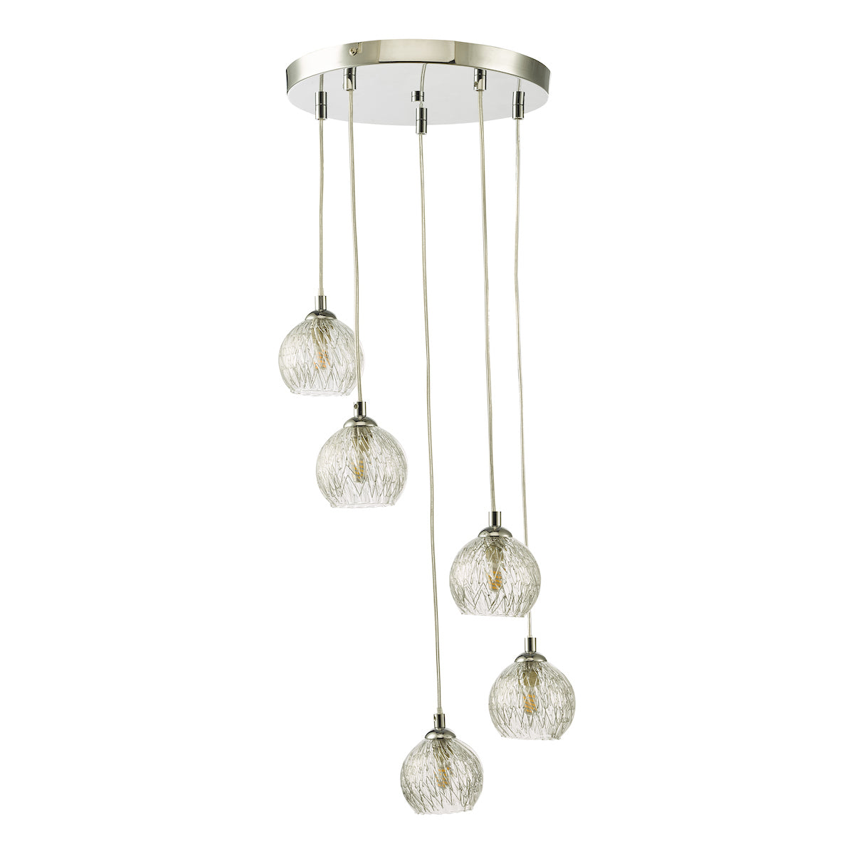 FEDERICO 5LT CLUSTER POL CHR CW CLEAR & WIRE GLASS