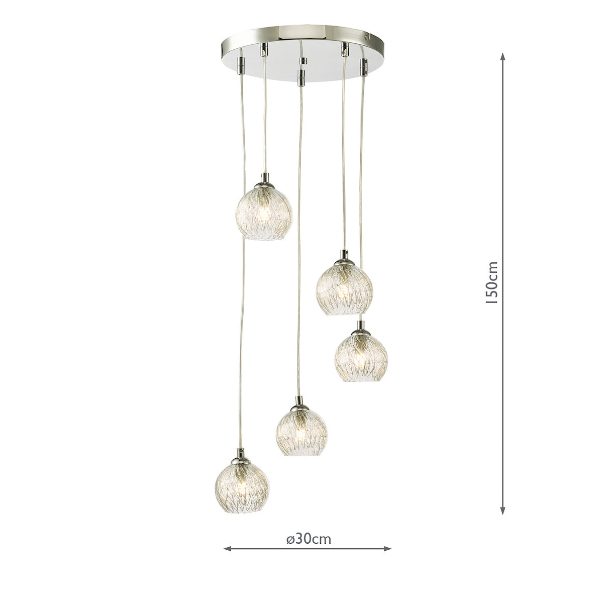 FEDERICO 5LT CLUSTER POL CHR CW CLEAR & WIRE GLASS