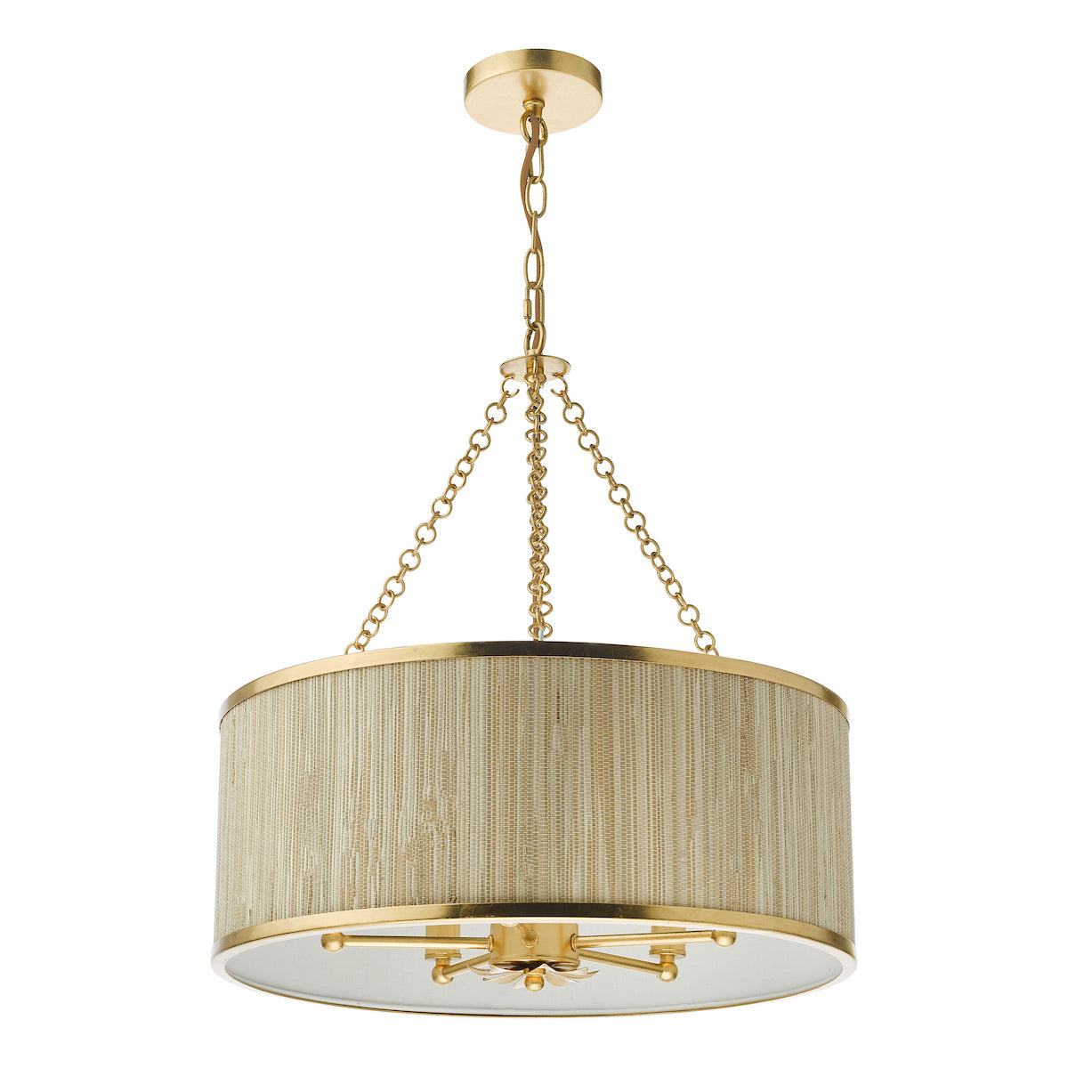 FENELLA 5LT PENDANT GOLD WITH NATURAL SEAGRASS SHA