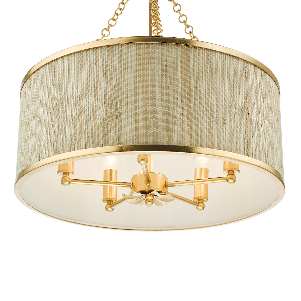 FENELLA 5LT PENDANT GOLD WITH NATURAL SEAGRASS SHA