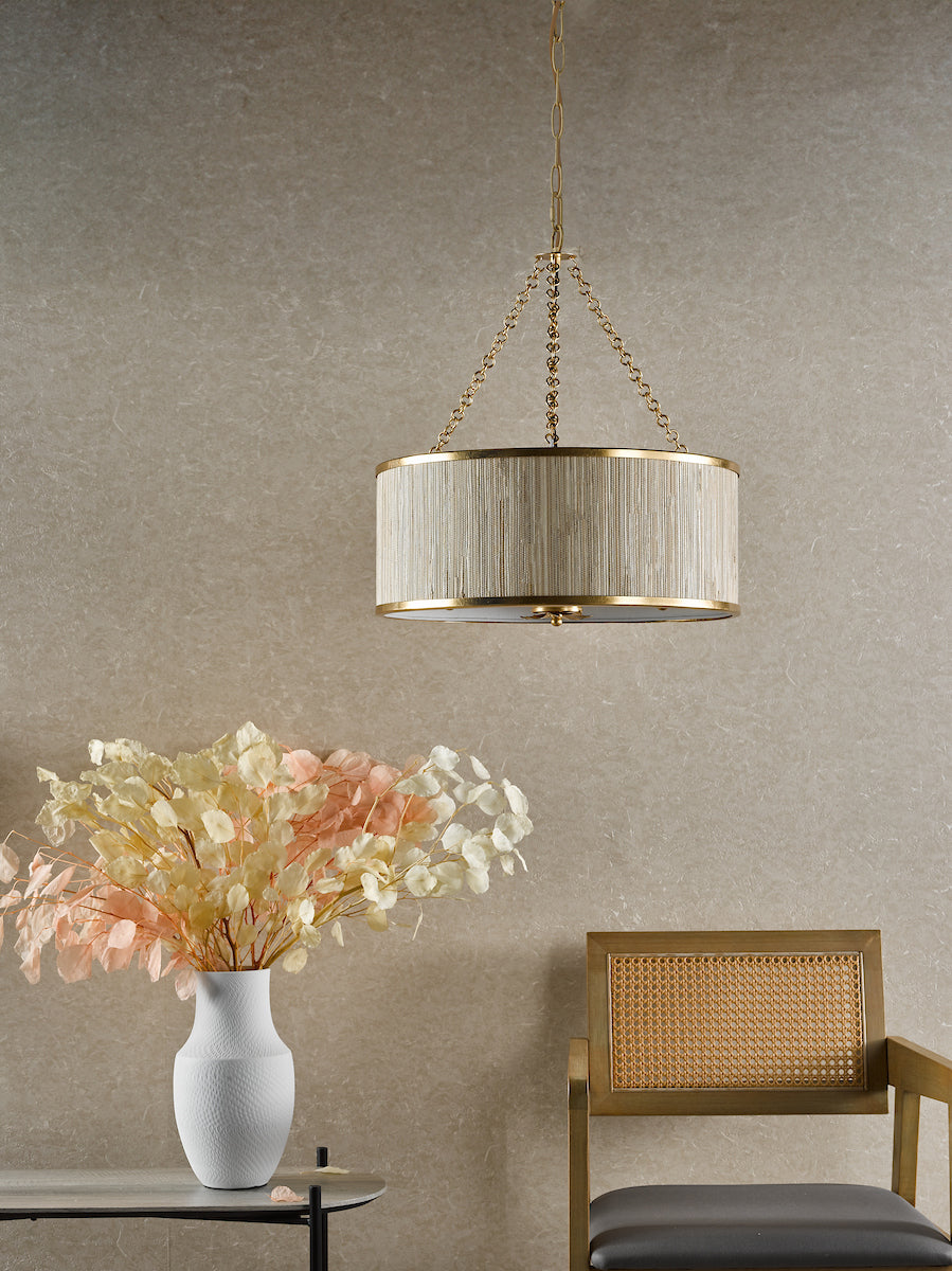 FENELLA 5LT PENDANT GOLD WITH NATURAL SEAGRASS SHA