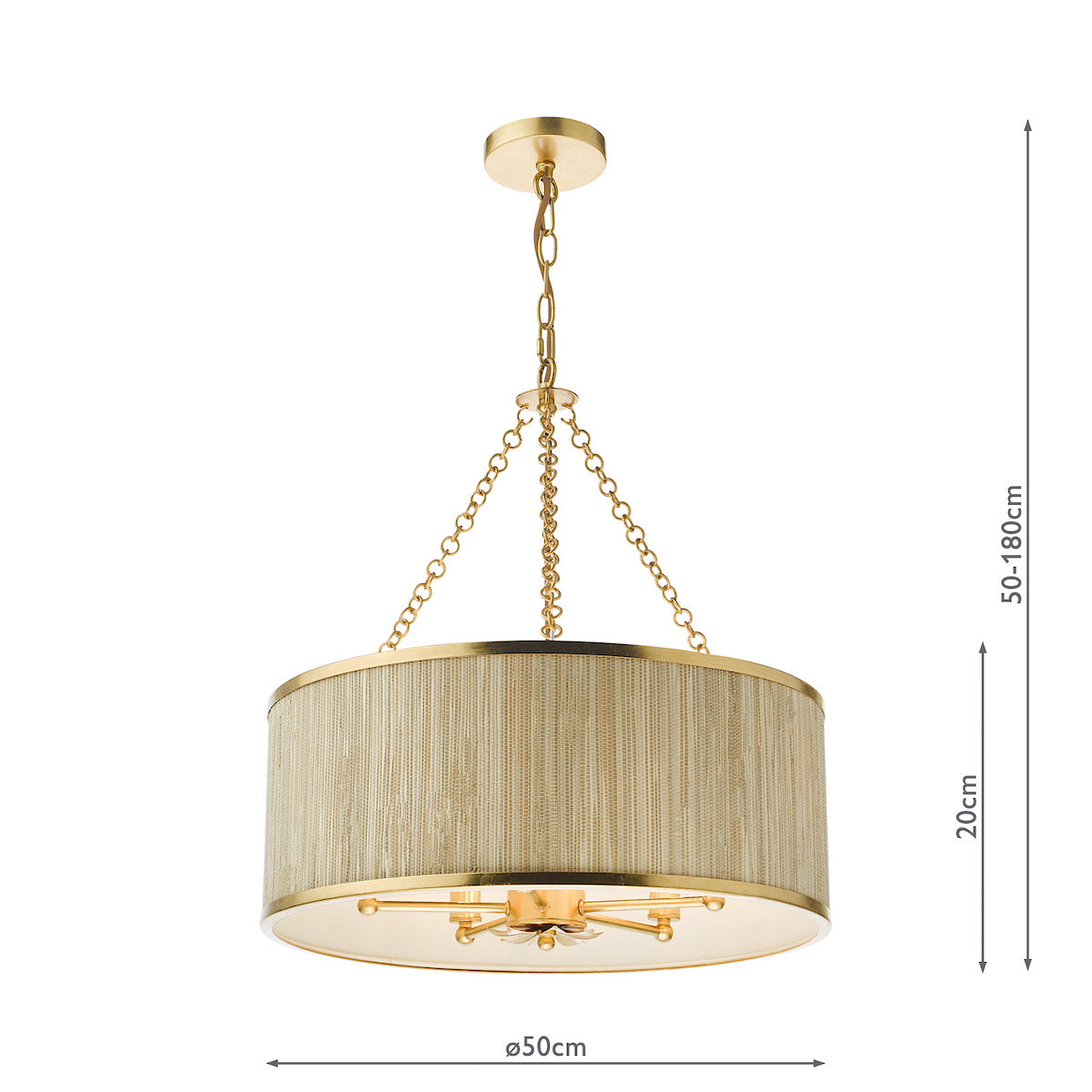FENELLA 5LT PENDANT GOLD WITH NATURAL SEAGRASS SHA