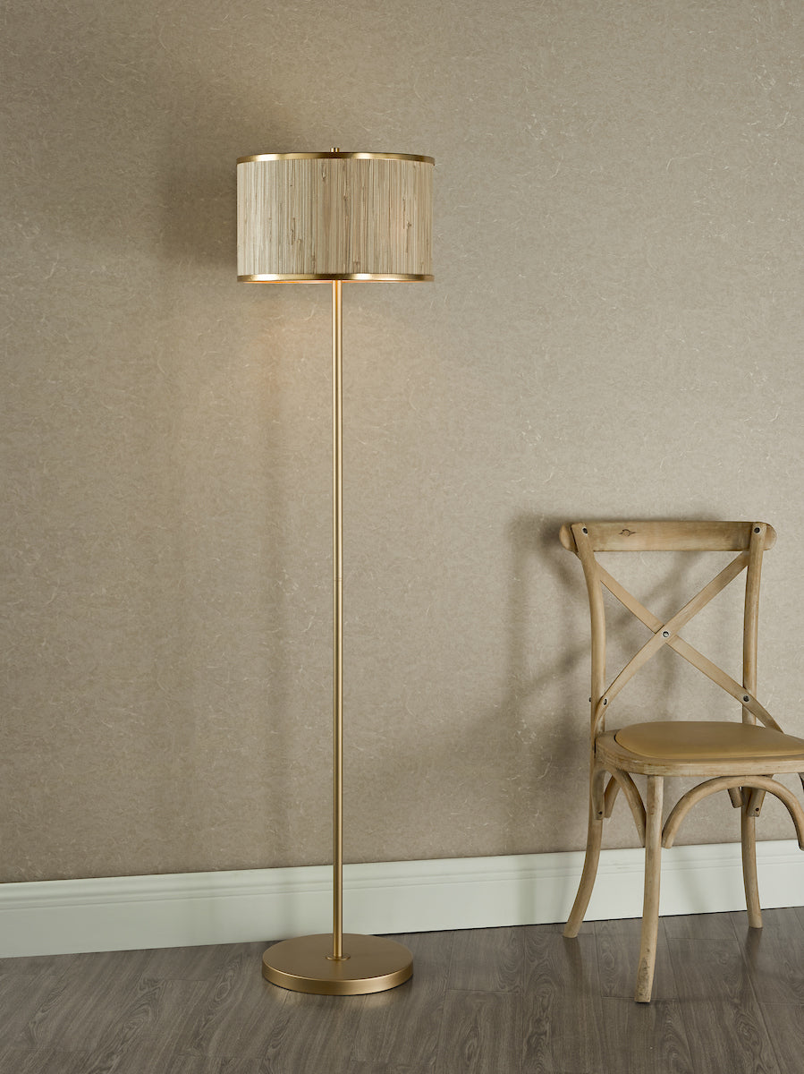 FENELLA 3LT FL GOLD WITH NATURAL SEAGRASS SHADE