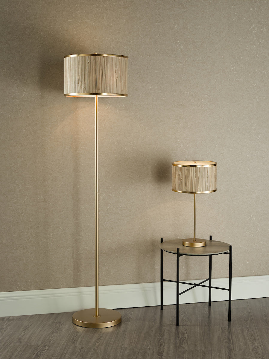 FENELLA 3LT FL GOLD WITH NATURAL SEAGRASS SHADE