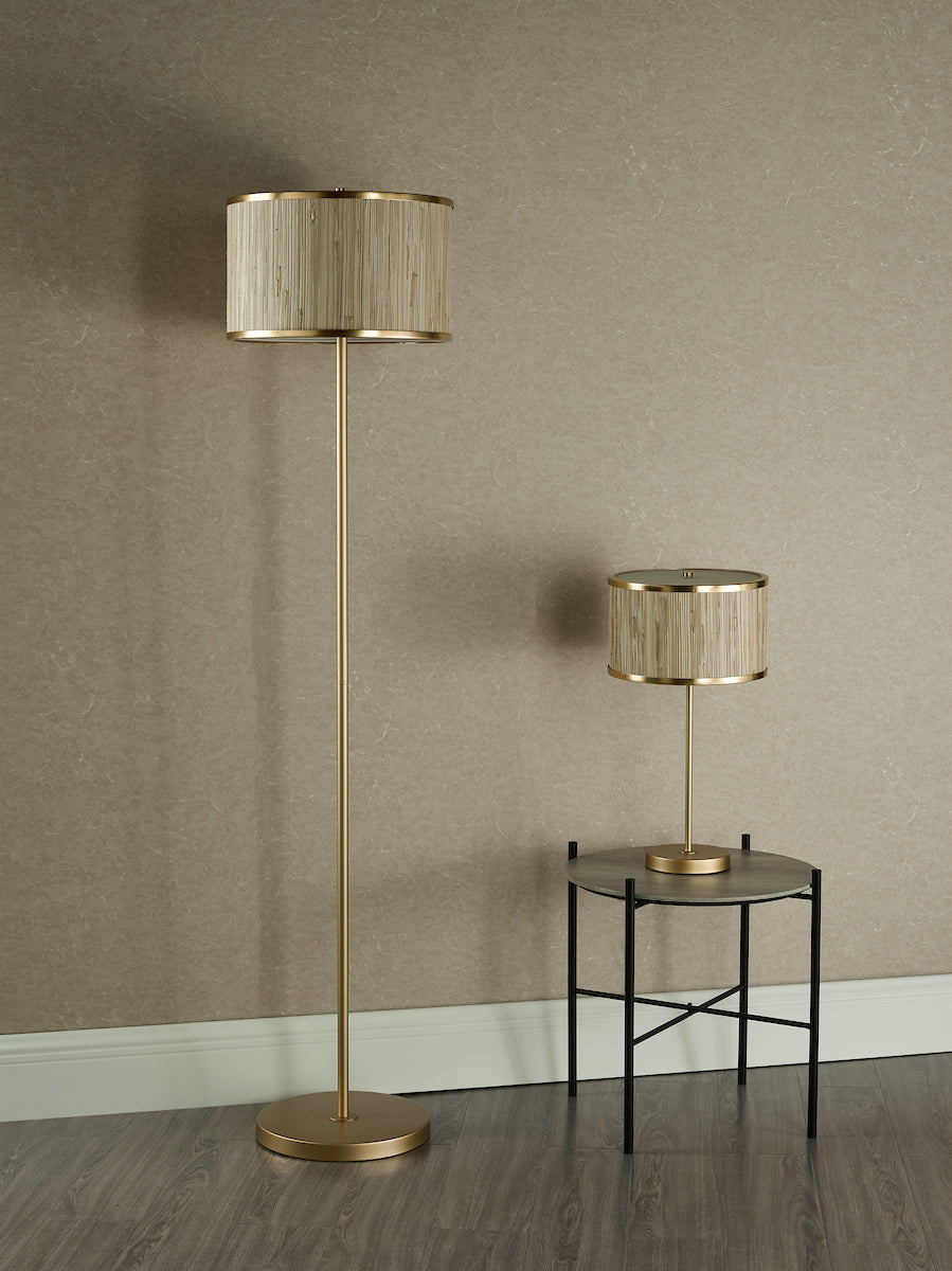 FENELLA 3LT FL GOLD WITH NATURAL SEAGRASS SHADE