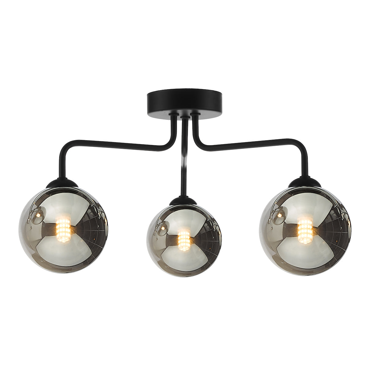 FEYA 3LT SEMI FLUSH MATT BLACK CW SMOKED GLS