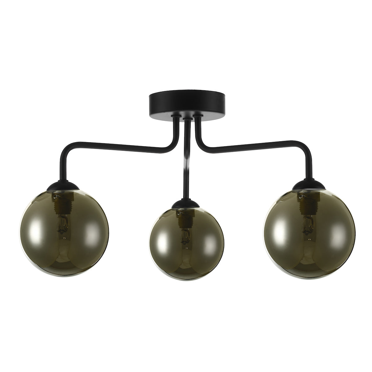 FEYA 3LT SEMI FLUSH MATT BLACK CW SMOKED GLS