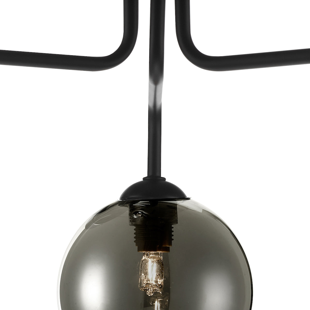 FEYA 3LT SEMI FLUSH MATT BLACK CW SMOKED GLS