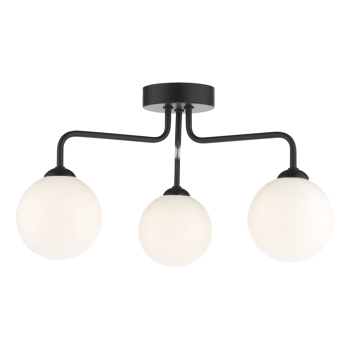 FEYA 3LT SEMI FLUSH MATT BLACK CW OPAL GLS