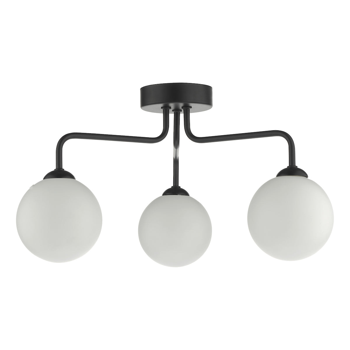 FEYA 3LT SEMI FLUSH MATT BLACK CW OPAL GLS