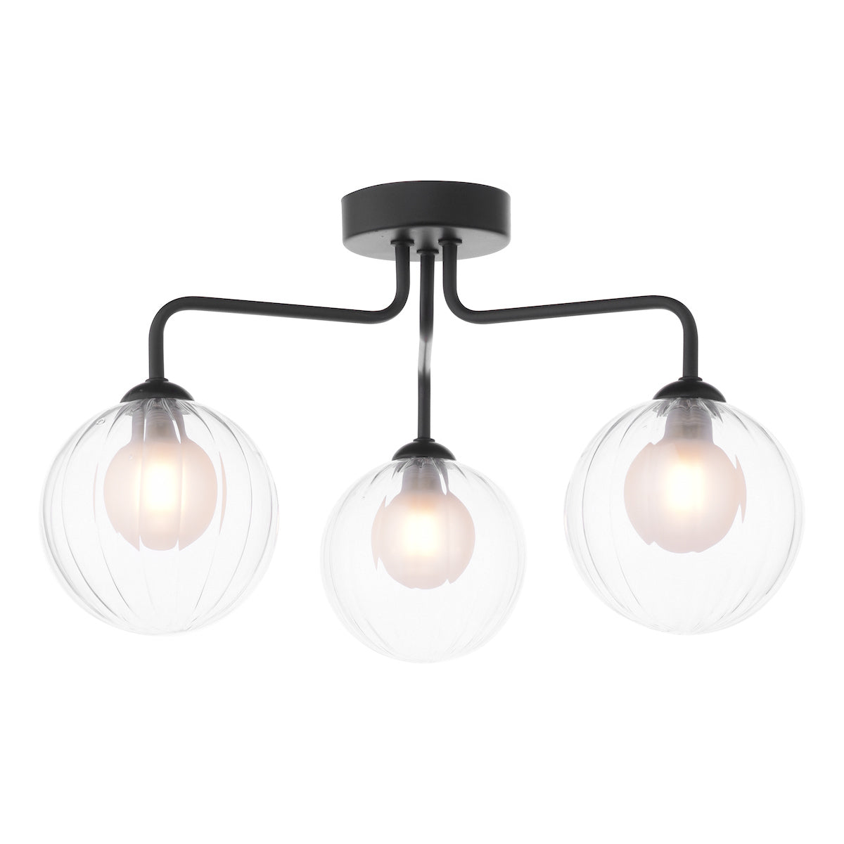 FEYA 3LT SEMI FLUSH MATT BLACK CW DOUBLE ENVELOPE