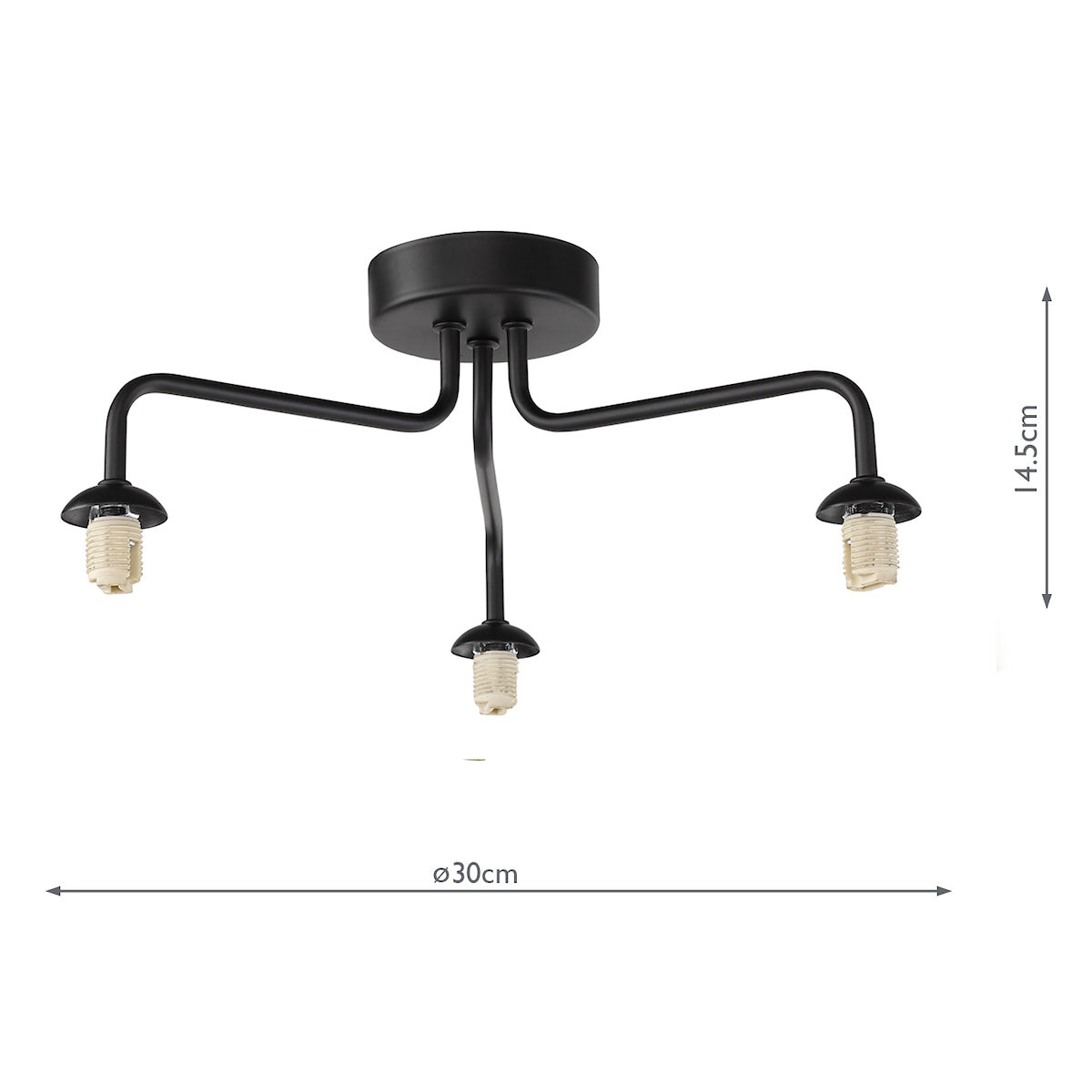 FEYA 3LT SEMI FLUSH MATT BLACK FRAME ONLY