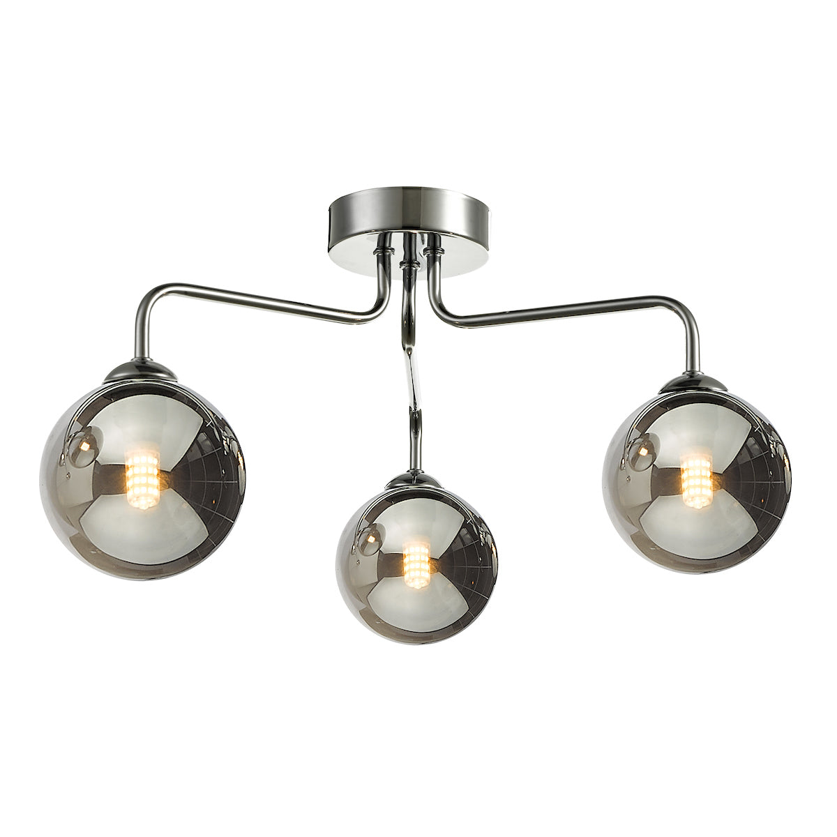 FEYA 3LT SEMI FLUSH POL CHR CW SMOKED GLS