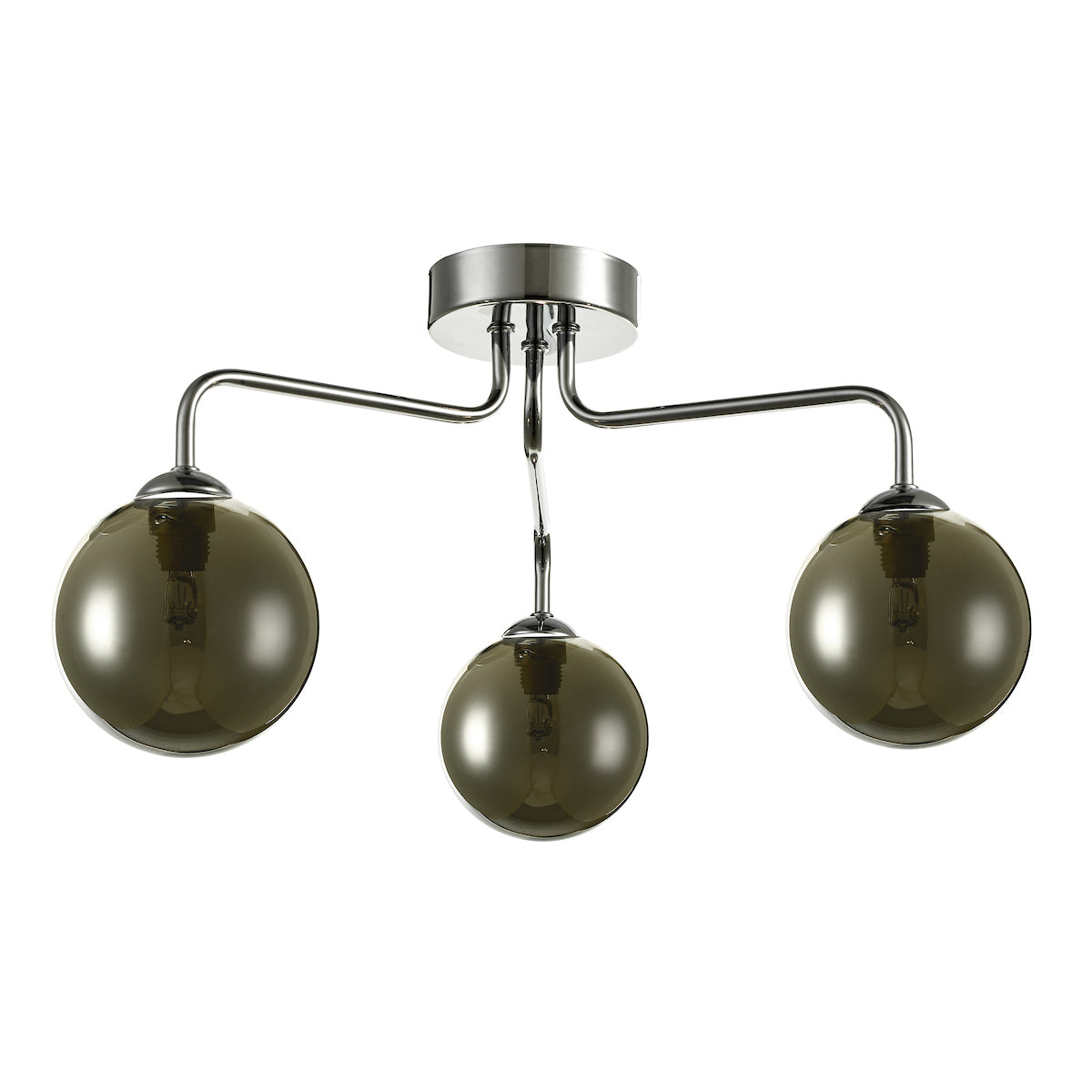 FEYA 3LT SEMI FLUSH POL CHR CW SMOKED GLS