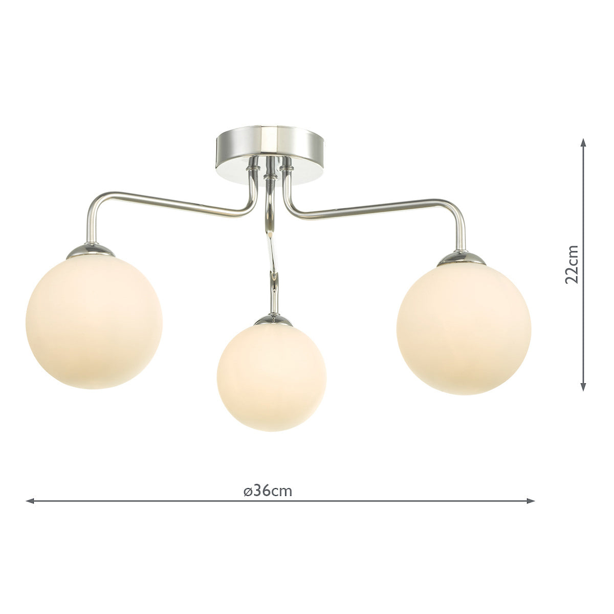 FEYA 3LT SEMI FLUSH POL CHR CW OPAL GLS