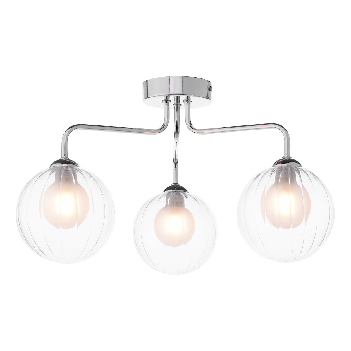 FEYA 3LT SEMI FLUSH POL CHR CW DOUBLE ENVELOPE GLS