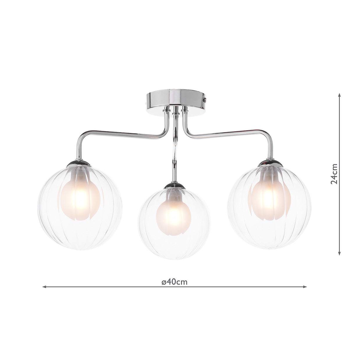 FEYA 3LT SEMI FLUSH POL CHR CW DOUBLE ENVELOPE GLS
