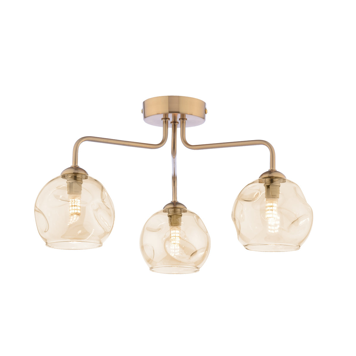 FEYA 3LT SEMI FLUSH BRONZE CW CHAMPAGNE OPEN GLS