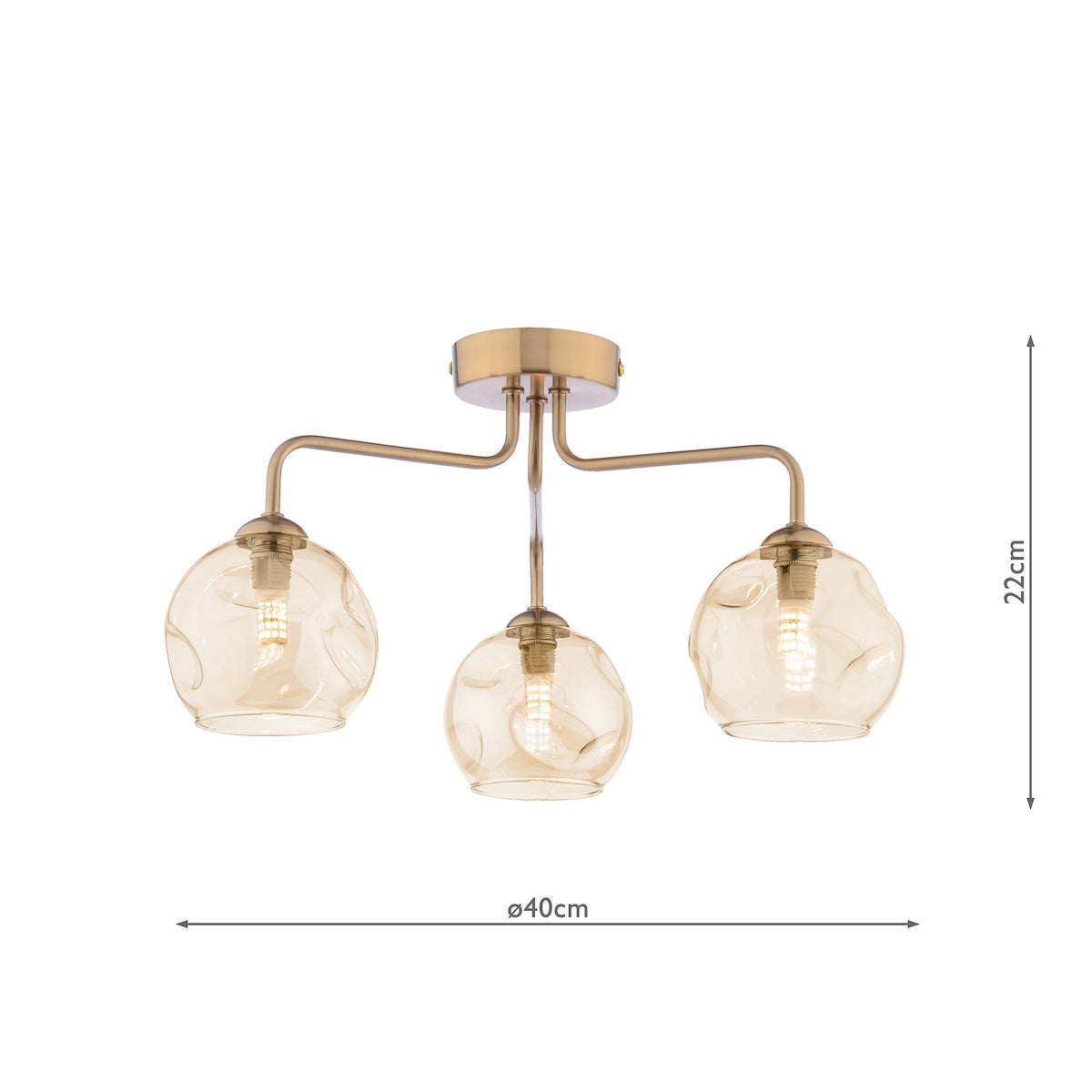 FEYA 3LT SEMI FLUSH BRONZE CW CHAMPAGNE OPEN GLS