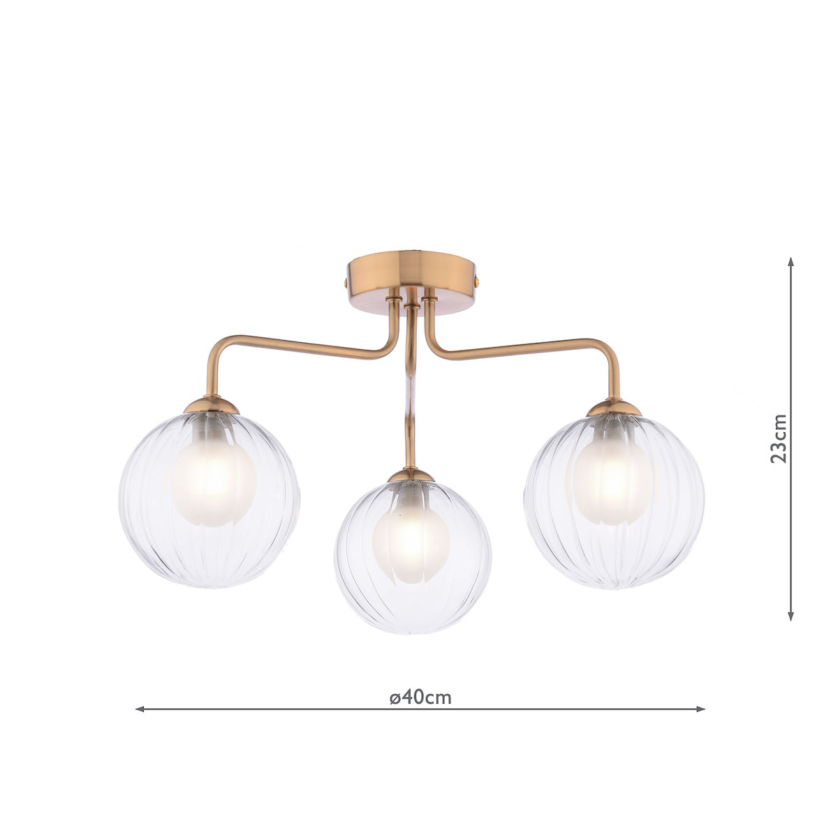 FEYA 3LT SEMI FLUSH BRONZE CW DOUBLE ENVELOPE GLS