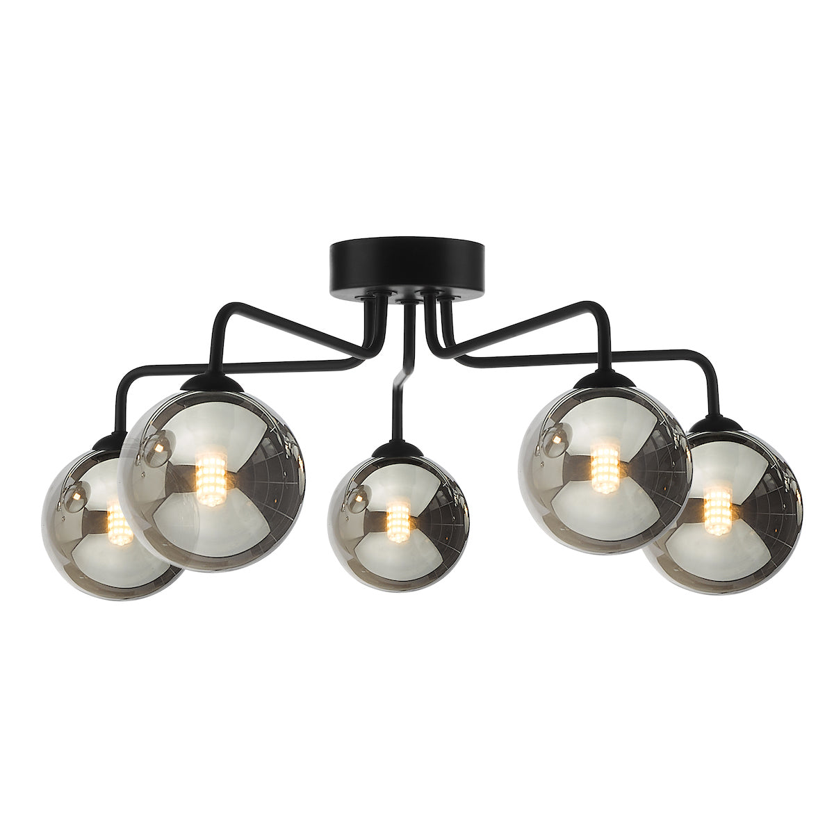 FEYA 5LT SEMI FLUSH MATT BLACK CW SMOKED GLS