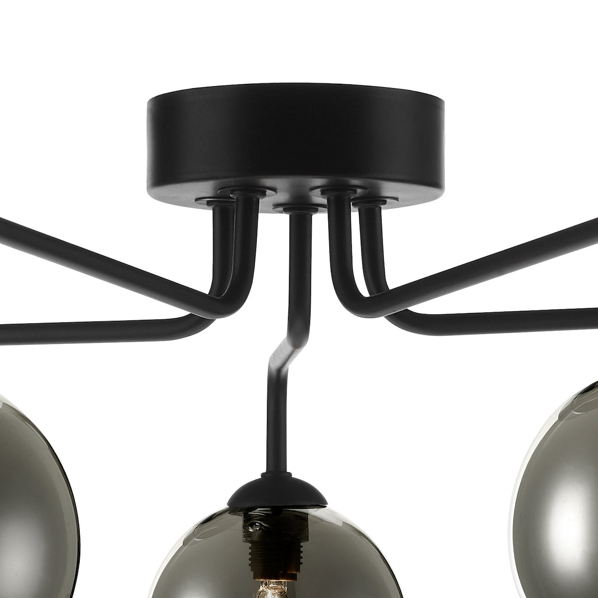 FEYA 5LT SEMI FLUSH MATT BLACK CW SMOKED GLS
