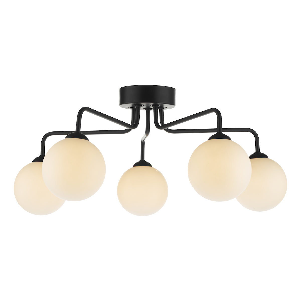 FEYA 5LT SEMI FLUSH MATT BLACK CW OPAL GLS