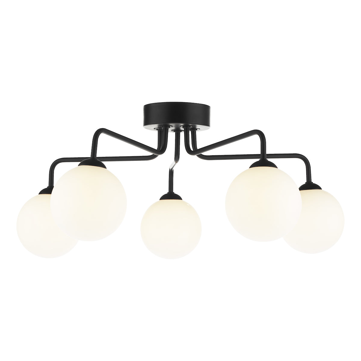 FEYA 5LT SEMI FLUSH MATT BLACK CW OPAL GLS