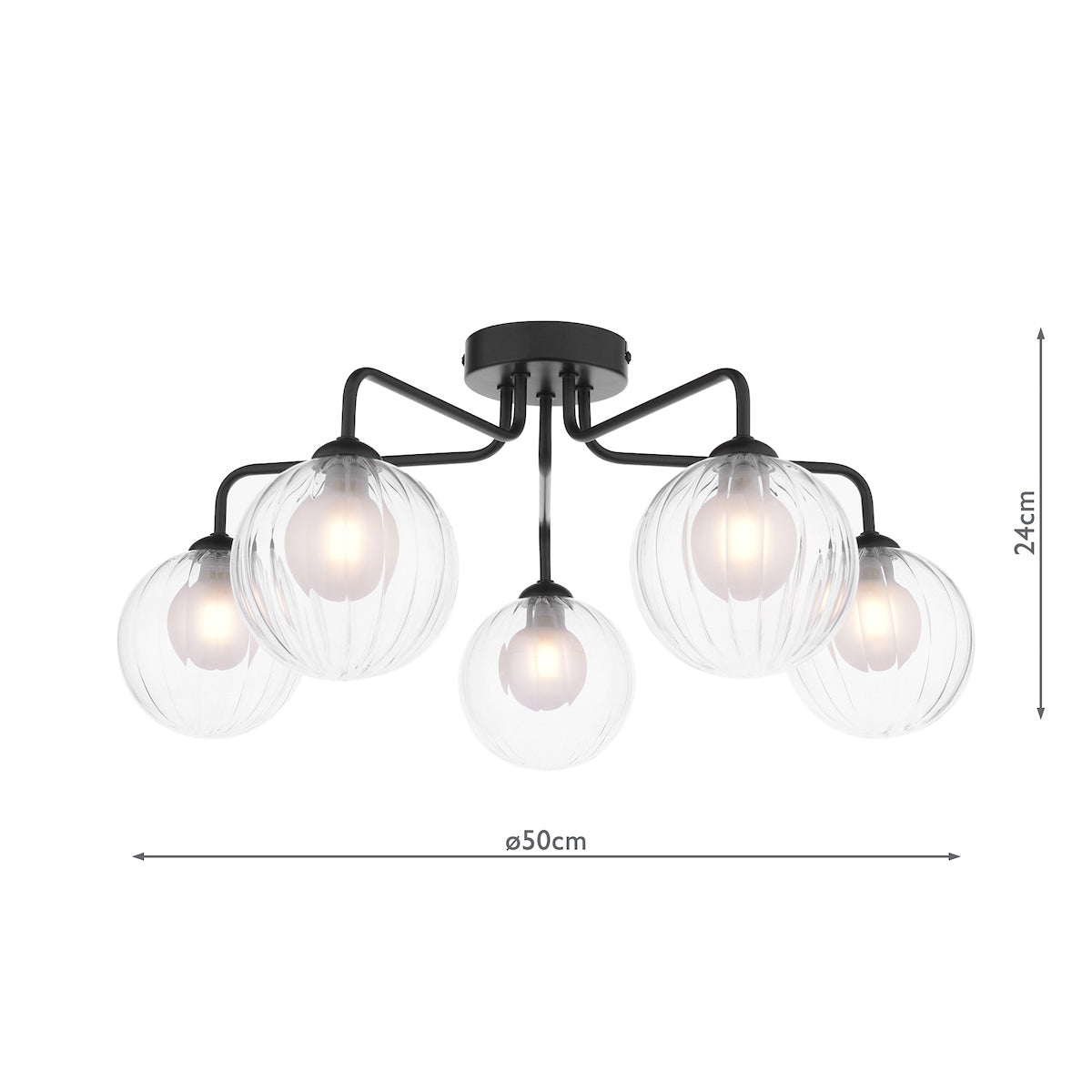 FEYA 5LT SEMI FLUSH MATT BLACK CW DOUBLE ENVELOPE