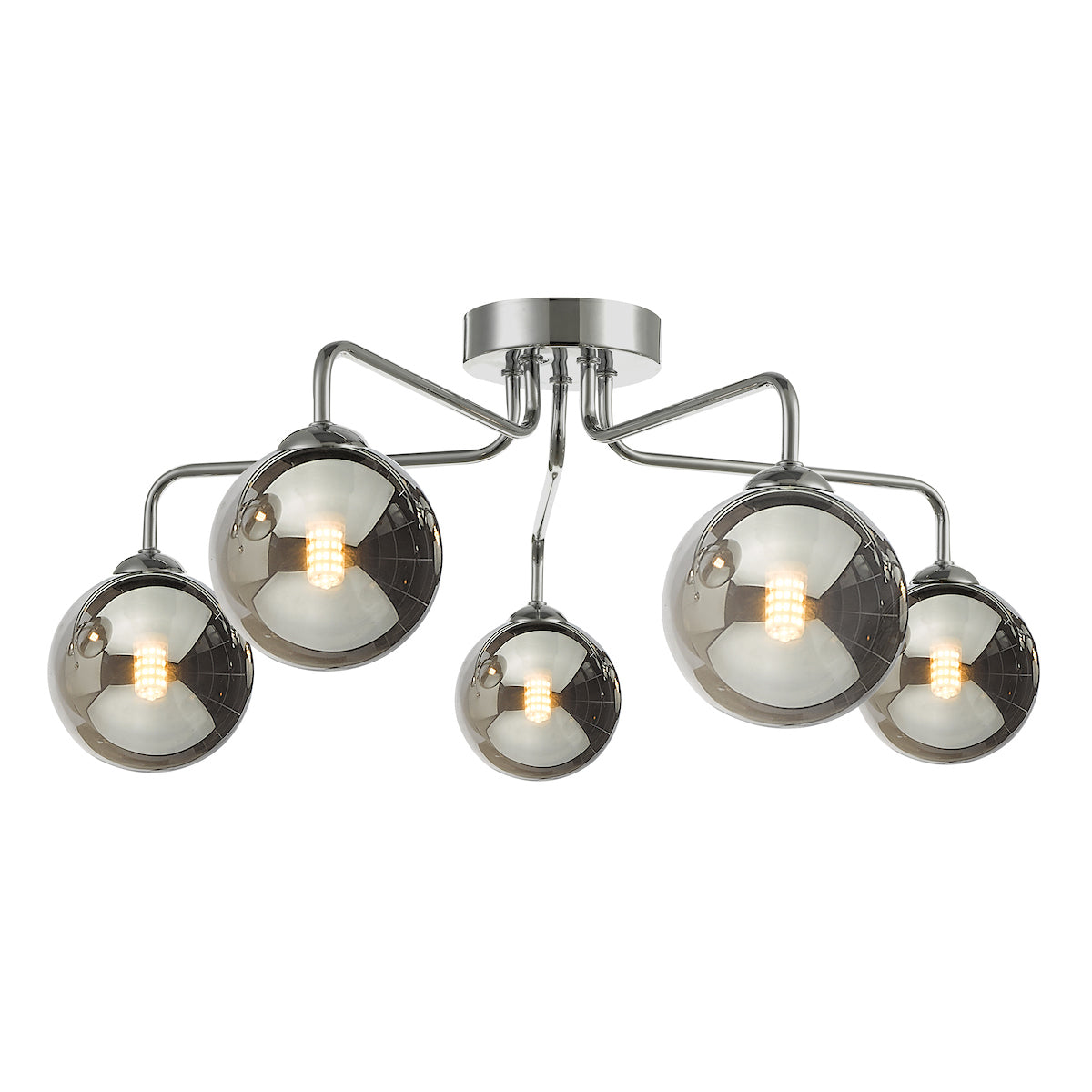 FEYA 5LT SEMI FLUSH POL CHR CW SMOKED GLS
