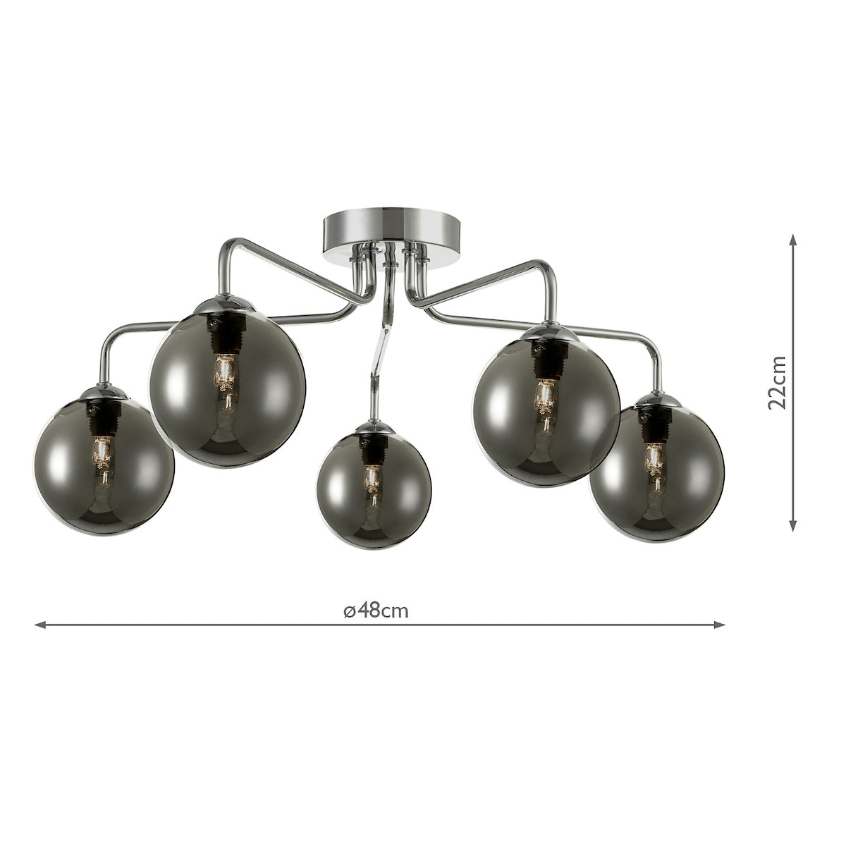 FEYA 5LT SEMI FLUSH POL CHR CW SMOKED GLS