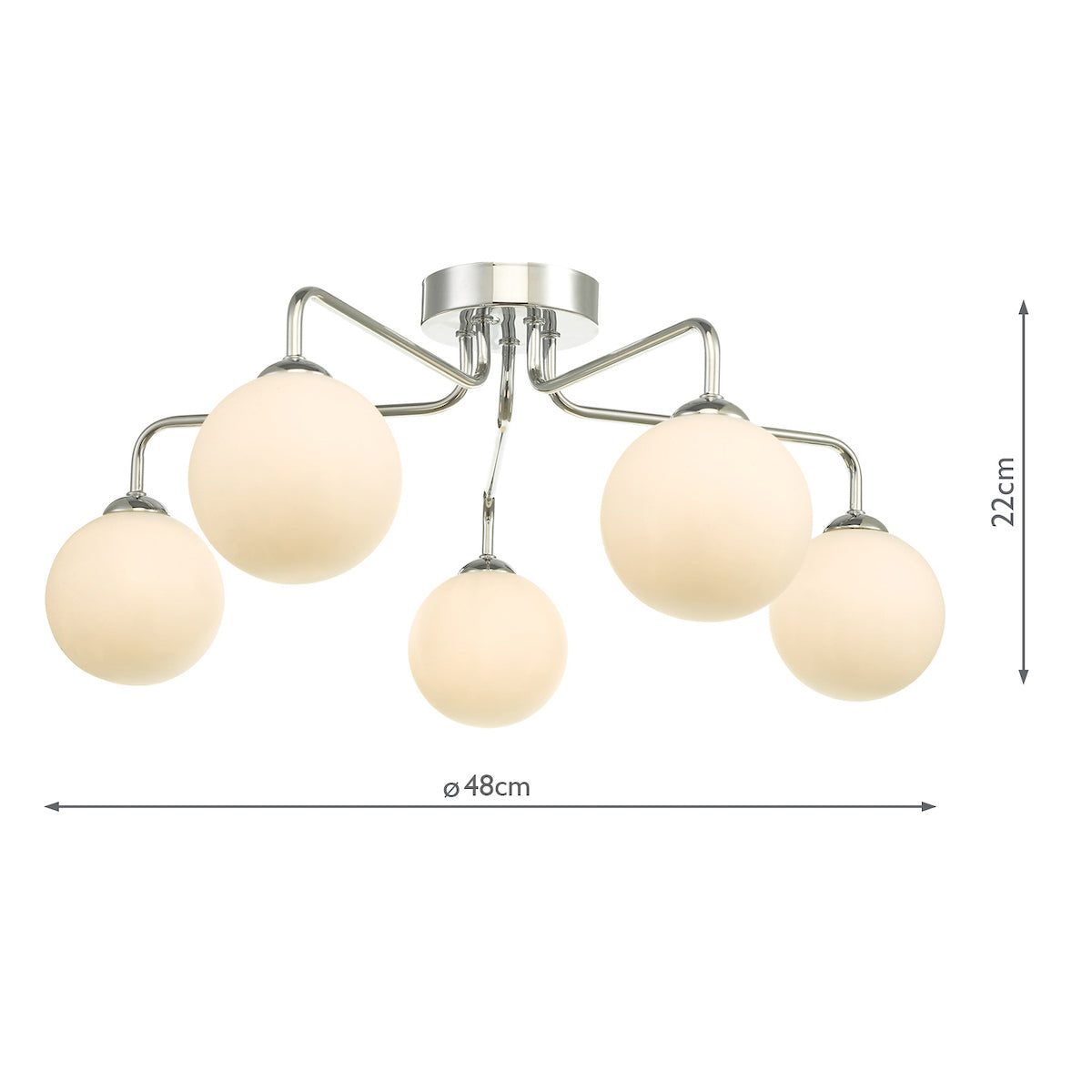 FEYA 5LT SEMI FLUSH POL CHR CW OPAL GLS