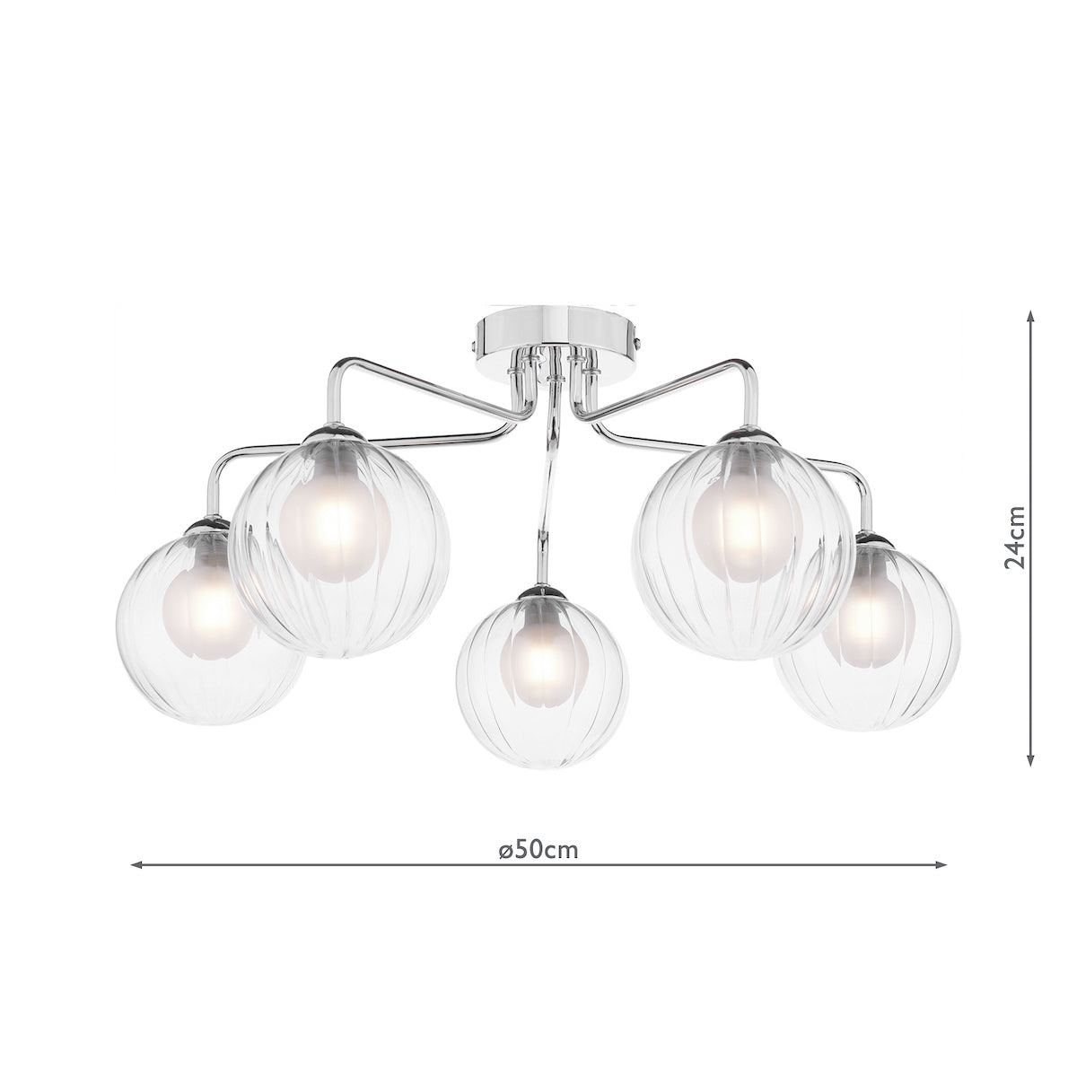 FEYA 5LT SEMI FLUSH POL CHR CW DOUBLE ENVELOPE GLS