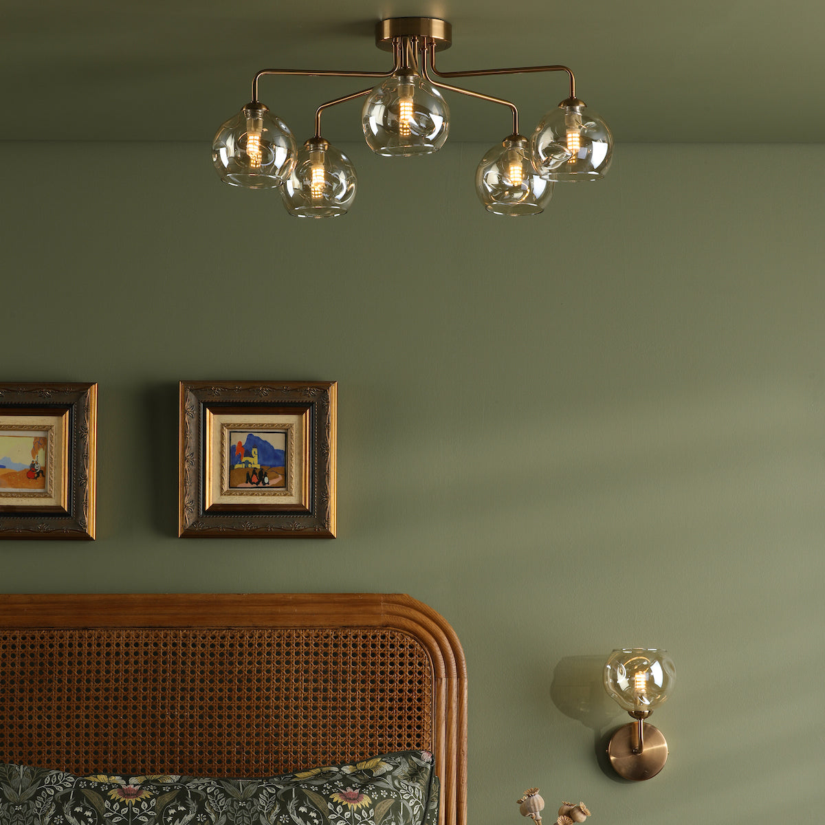 FEYA 5LT SEMI FLUSH BRONZE CW CHAMPAGNE OPEN GLS