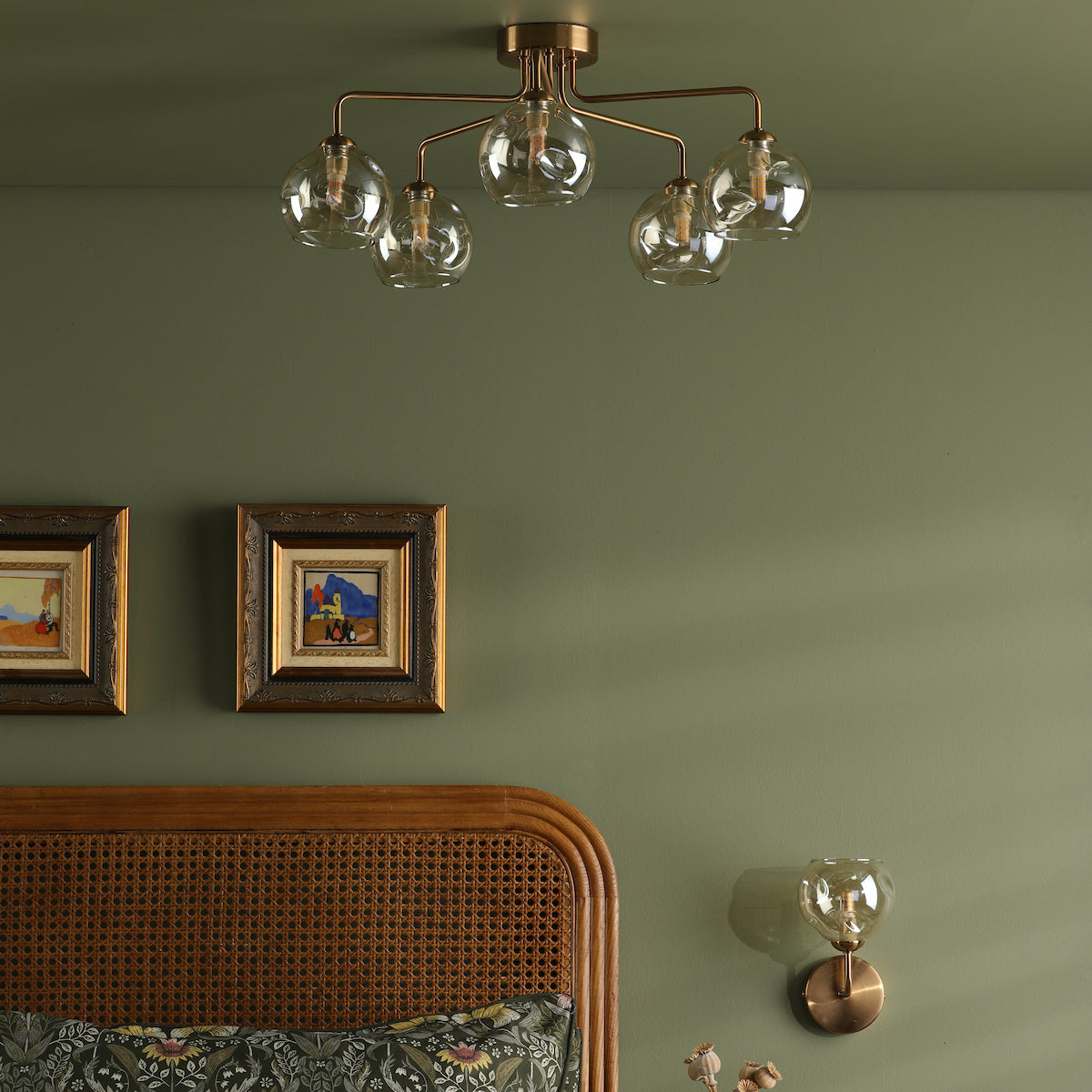 FEYA 5LT SEMI FLUSH BRONZE CW CHAMPAGNE OPEN GLS
