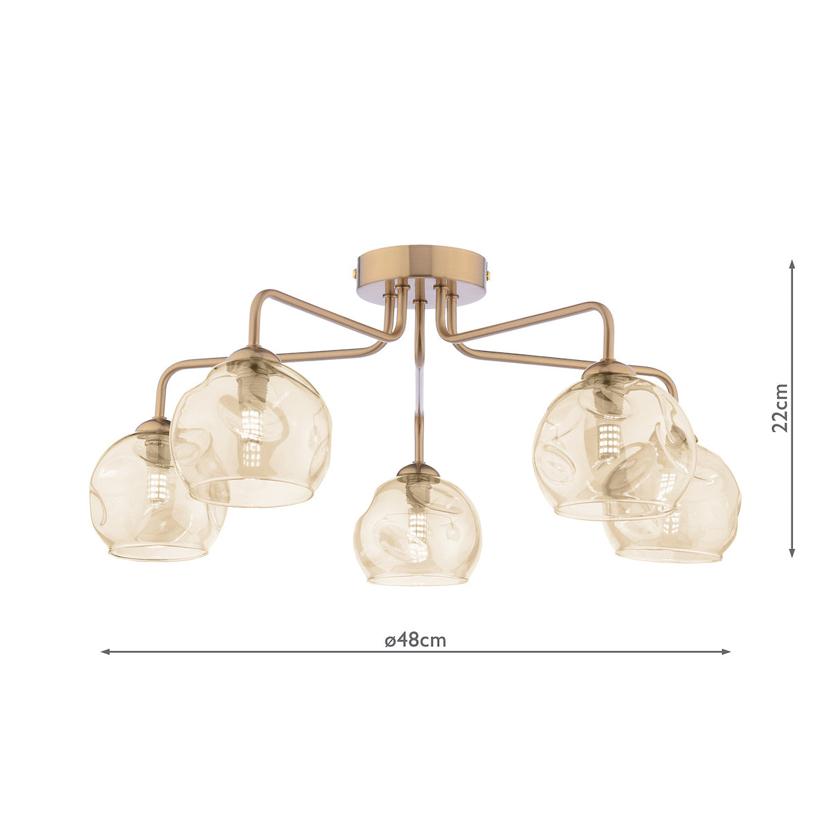 FEYA 5LT SEMI FLUSH BRONZE CW CHAMPAGNE OPEN GLS