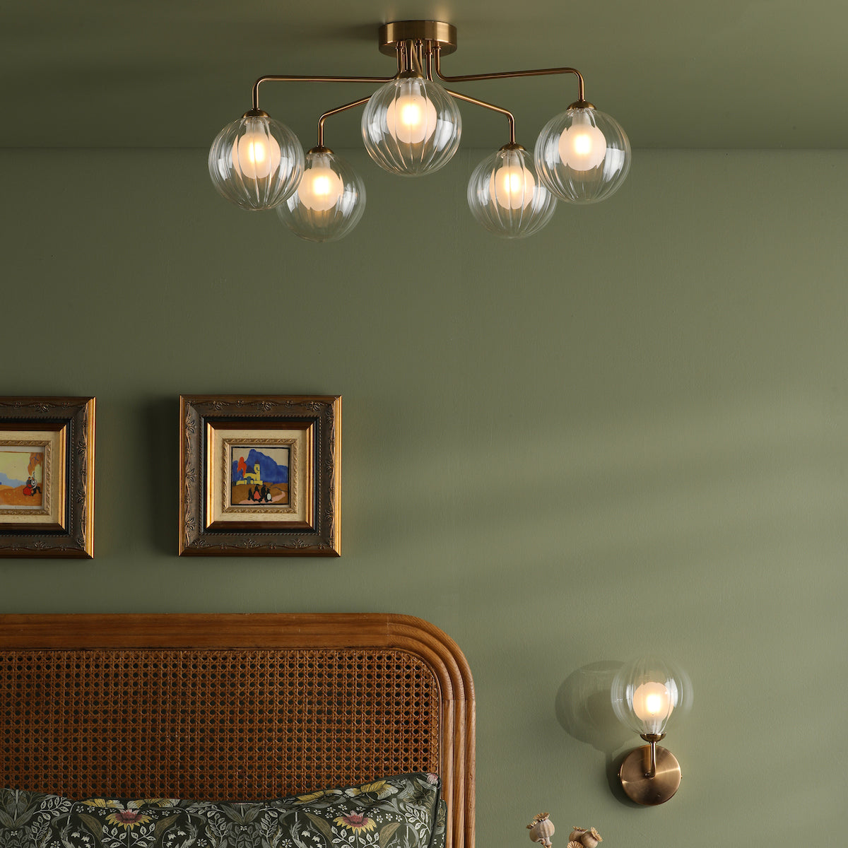 FEYA 5LT SEMI FLUSH BRONZE CW DOUBLE ENVELOPE GLS