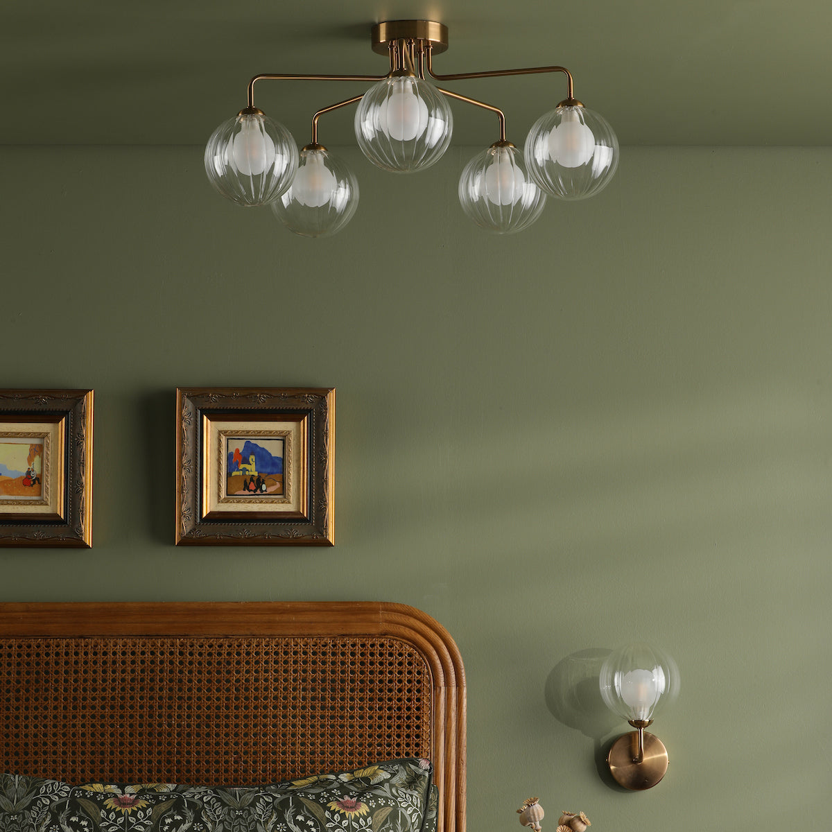 FEYA 5LT SEMI FLUSH BRONZE CW DOUBLE ENVELOPE GLS