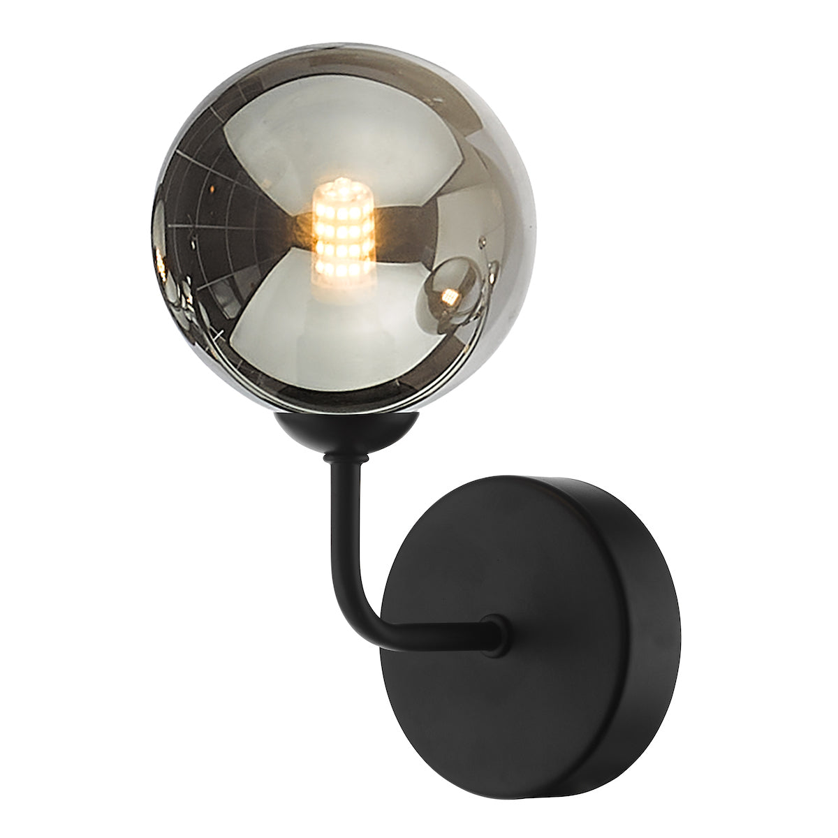 FEYA 1LT WALL LIGHT MATT BLACK CW SMOKED GLS