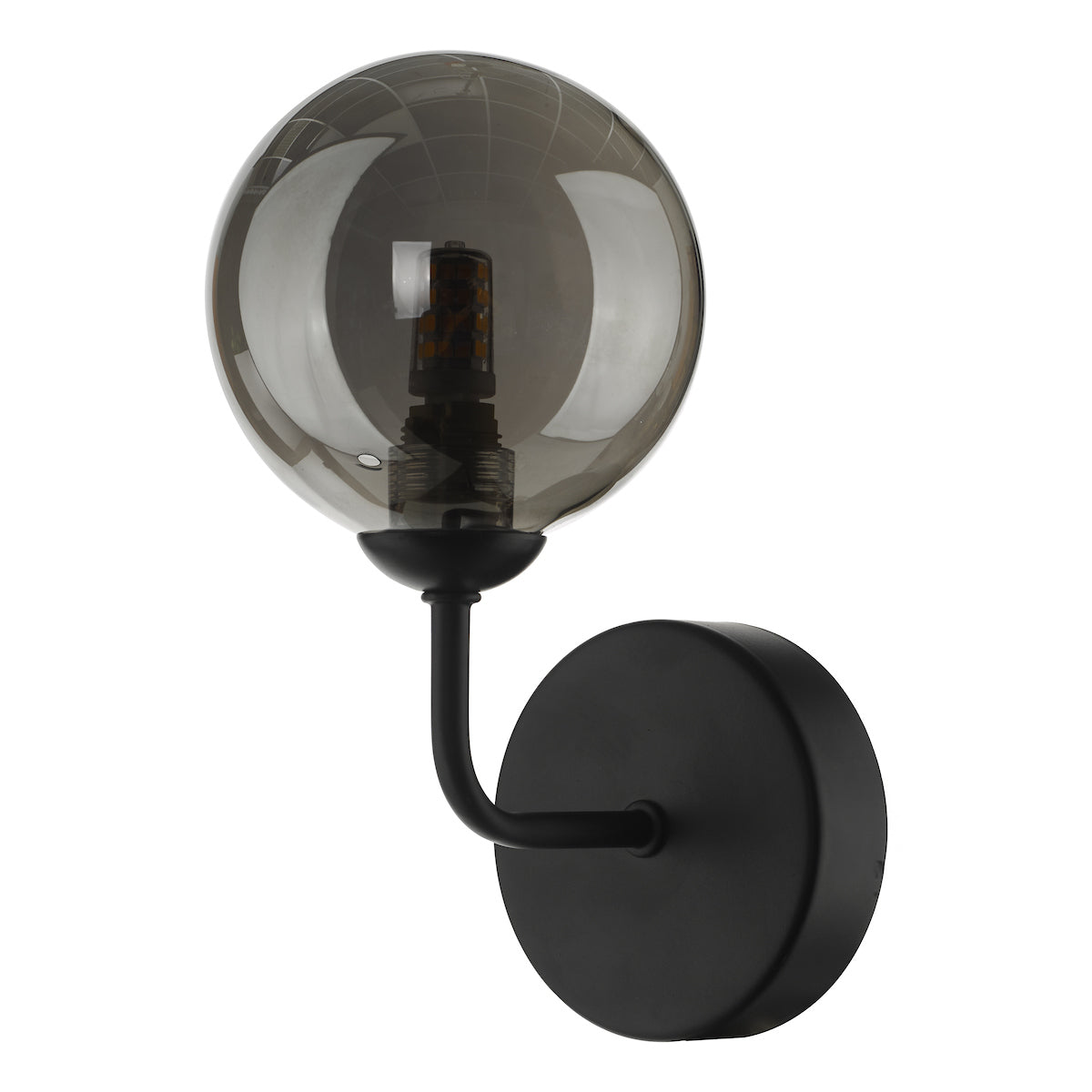 FEYA 1LT WALL LIGHT MATT BLACK CW SMOKED GLS
