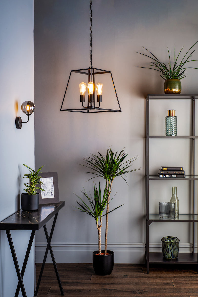 FEYA 1LT WALL LIGHT MATT BLACK CW SMOKED GLS