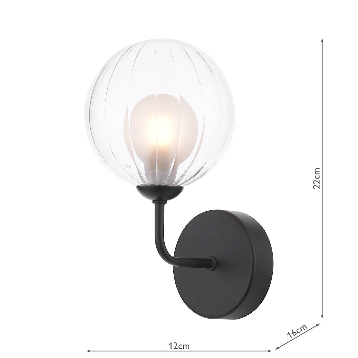 FEYA 1LT WALL LIGHT MATT BLACK CW DOUBLE ENVELOPE