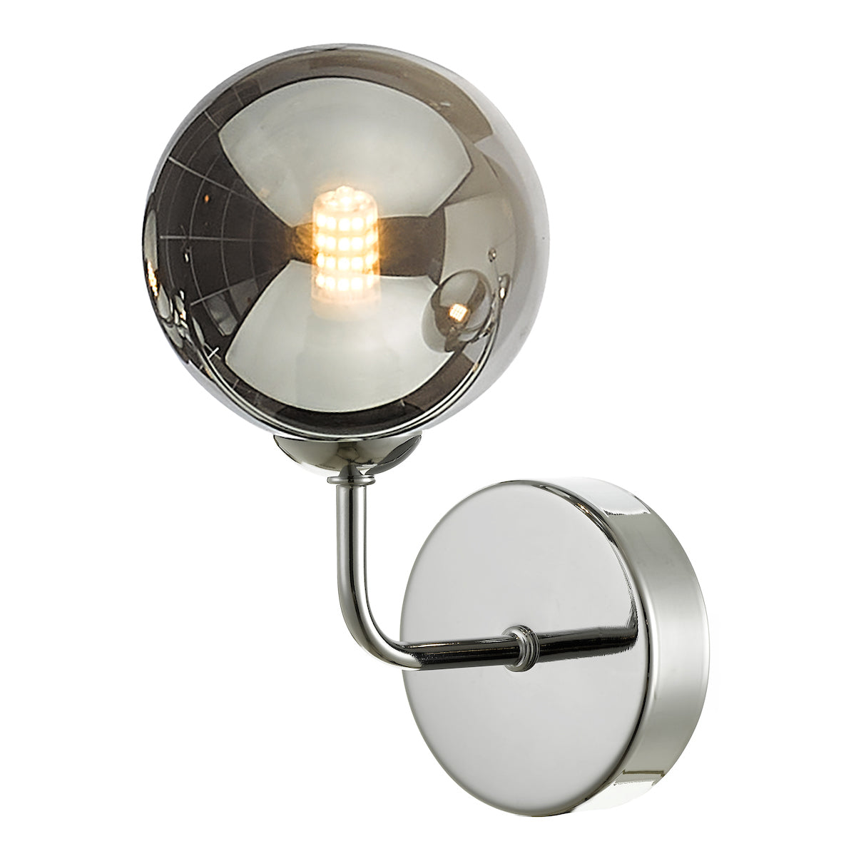 FEYA 1LT WALL LIGHT POL CHR CW SMOKED GLS