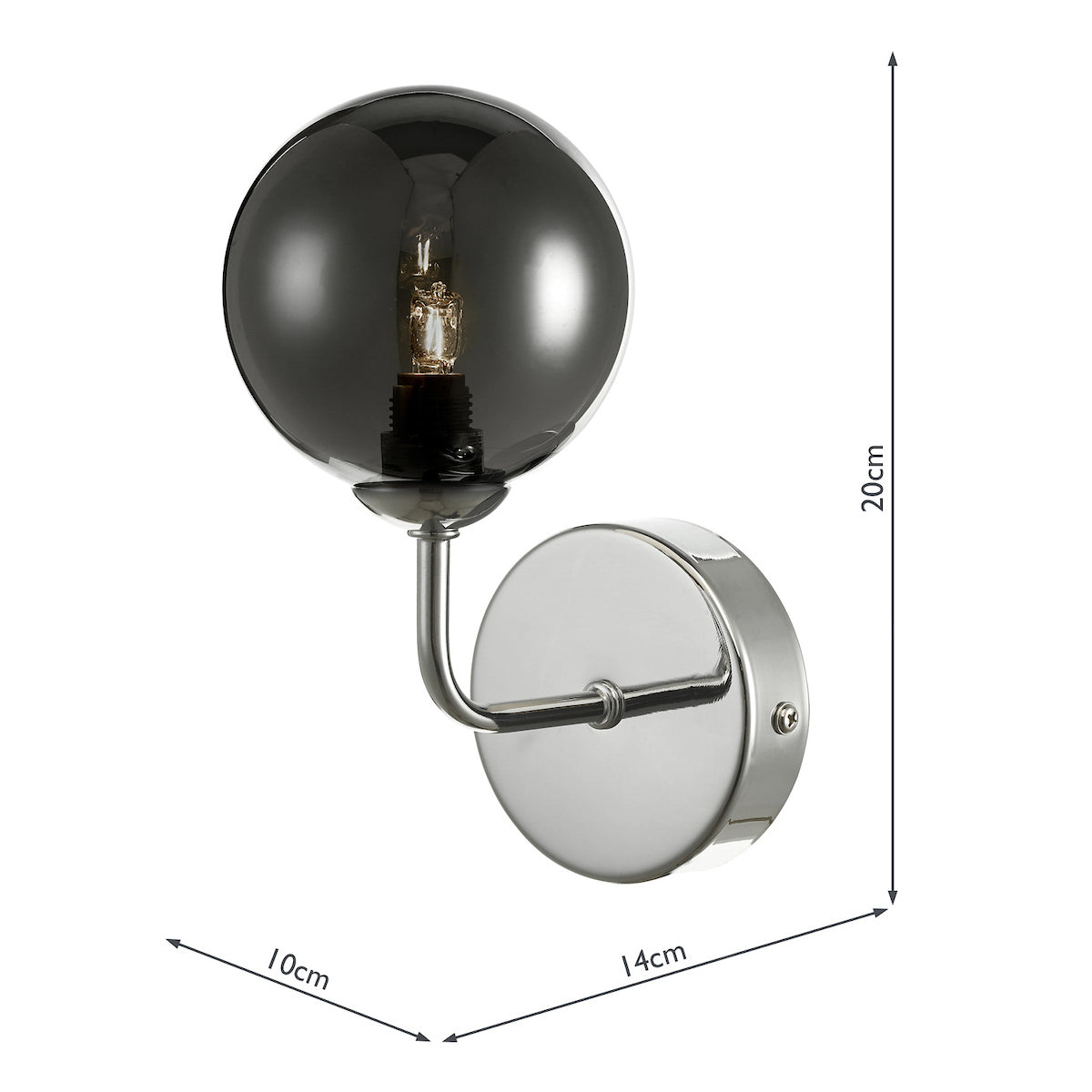 FEYA 1LT WALL LIGHT POL CHR CW SMOKED GLS