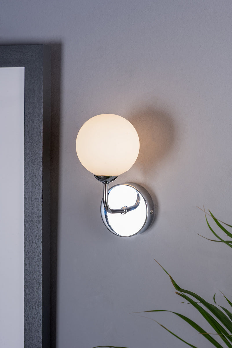 FEYA 1LT WALL LIGHT POL CHR CW OPAL GLS