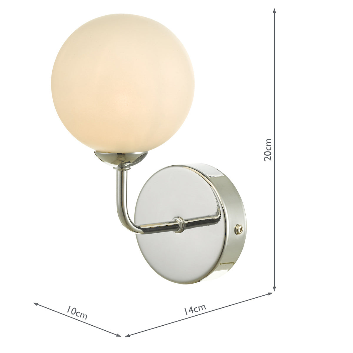 FEYA 1LT WALL LIGHT POL CHR CW OPAL GLS