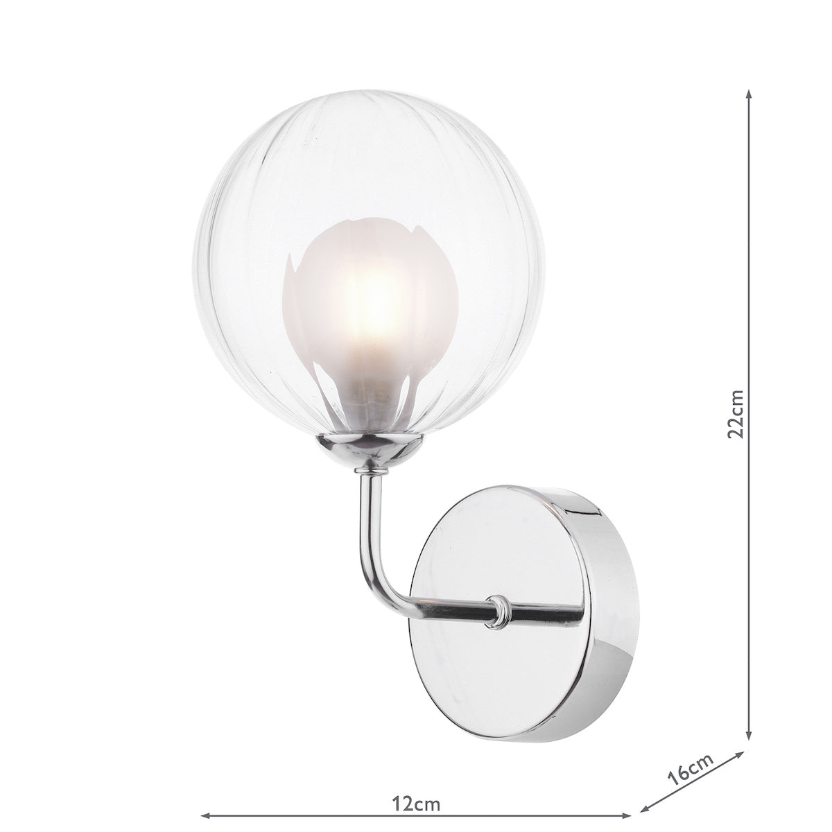 FEYA 1LT WALL LIGHT POL CHR CW DOUBLE ENVELOPE GLS