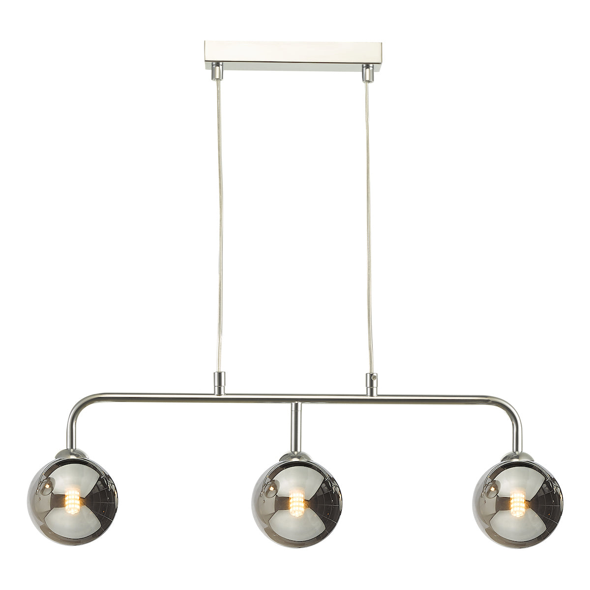 FEYA 3LT BAR PENDANT POL CHR CW SMOKED GLS