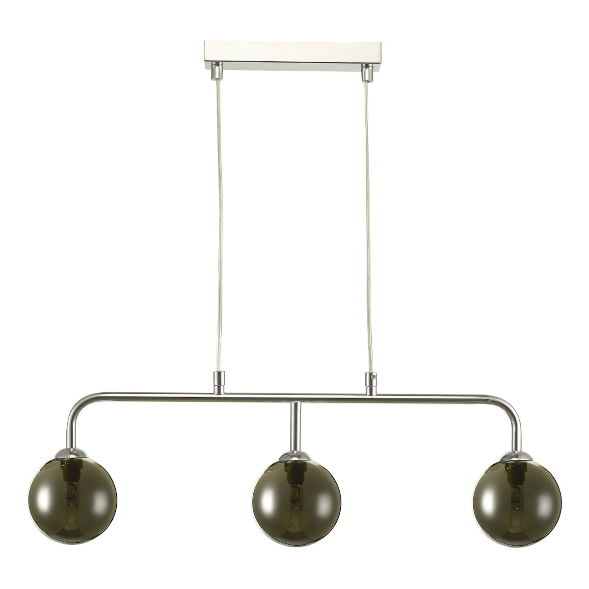 FEYA 3LT BAR PENDANT POL CHR CW SMOKED GLS